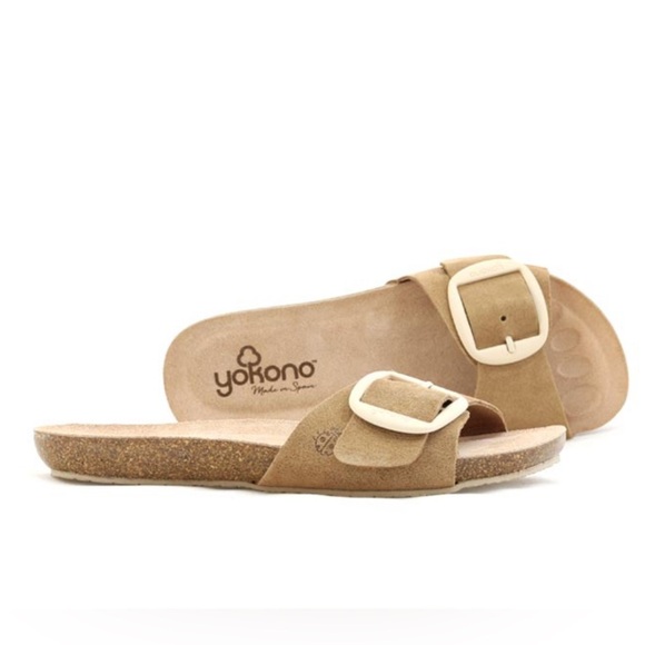 Yokono Tan Suede Buckle Sandals - Picture 1 of 9